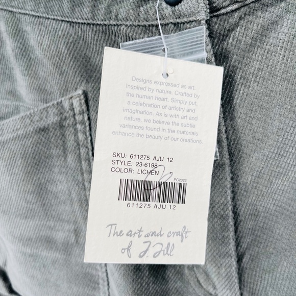 NWT J. Jill Wide Leg Textured Cotton Pants in Lichen, Deep Pockets, Size 12 - Picture 9 of 9